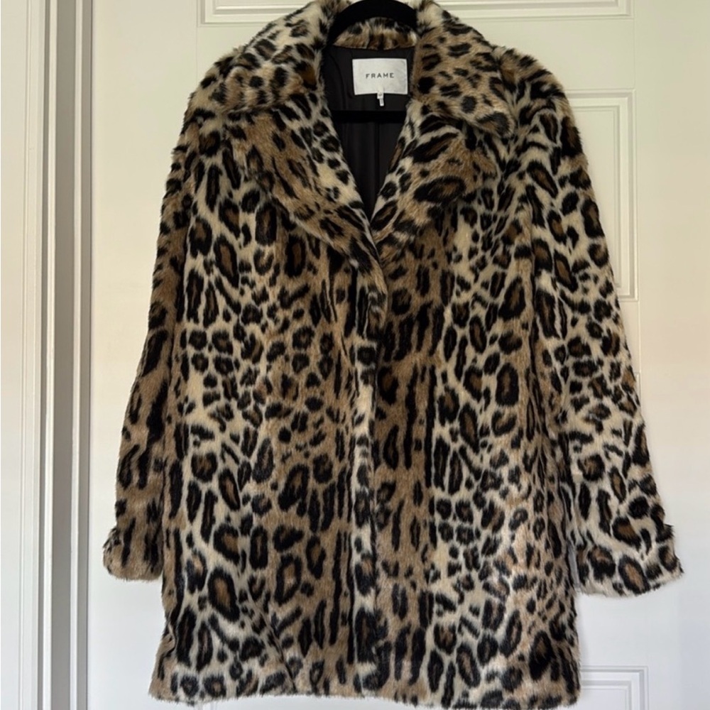 Frame Denim Leopard Print Faux Fur Coat as seen on Beth Dutton Yellowstone